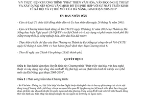 Quyết định 138/2004/QĐ-UBND phát triển Văn học nghệ thuật và nếp sống văn minh đô thị Đà Nẵng