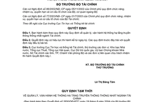 Quyết định 2650/QĐ-BTC năm 2004 hệ thống hạ tầng truyền thông ngành Tài chính