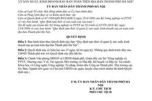Quyết định 130/2004/QĐ-UB quản lý sản xuất, kinh doanh rau an toàn Thành phố Hà Nội
