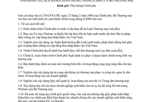 Báo cáo 1061/TM-VP tình hình cải cách hành chính Bộ Thương mại