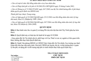 Quyết định 1209/2004/QĐ-UB mức thu quản lý sử dụng tiền phí chợ Tây Ninh