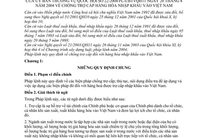 Pháp lệnh chống trợ cấp hàng hóa nhập khẩu vào Việt Nam 2004 22/2004/PL-UBTVQH11