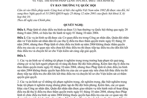 Nghị quyết 727/2004/NQ-UBTVQH11 thi hành Pháp lệnh Tổ chức điều tra hình sự