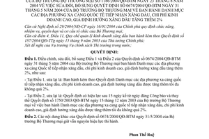 Quyết định 1186/2004/QĐ-BTM  sửa đổi 0674/2004/QĐ-BTM