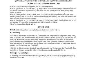 Quyết định 135/2004/QĐ-UB chức năng, nhiệm vụ, quyền hạn cơ cấu tổ chức Sở Nội vụ Thành phố Hà Nội