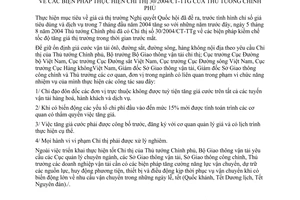 Chỉ thị 18/2004/CT-BGTVT thực hiện Chỉ thị 30/2004/CT-TTg biện pháp kiềm chế tốc độ tăng giá thị trường