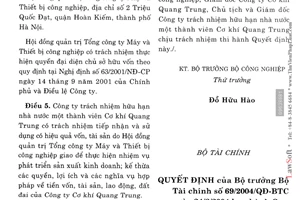 Quyết định 69/2004/QĐ-BTC thủ tục hải quan hàng hoá gia công với thương nhân nước ngoài