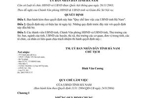 Quyết định 1131/2004/QĐ-UB quy chế làm việc của UBND tỉnh Hà Nam