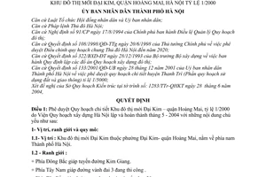 Quyết định 138/2004/QĐ-UB  Quy hoạch chi tiết Khu đô thị mới Đại Kim, quận Hoàng Mai, Hà Nội Tỷ lệ 1/2000
