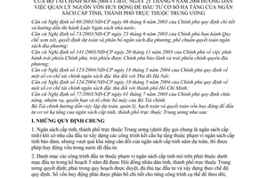 Thông tư 86/2004/TT-BTC hướng dẫn quản lý nguồn vốn huy động đầu tư cơ sở hạ tầng ngân sách cấp tỉnh thành phố thuộc TW