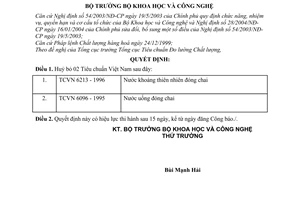 Quyết định 22/2004/QĐ-BKHCN huỷ bỏ 2 Tiêu chuẩn Việt Nam