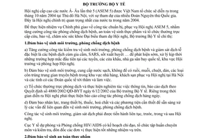 Chỉ thị 06/2004/CT-BYT đảm bảo công tác y tế phục vụ Hội nghị cấp cao ASEM 5
