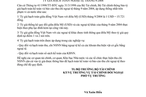 Thông báo 9553/TC-TCĐN tỷ giá hạch toán ngoại tệ tháng 09/2004