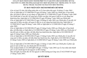 Quyết định 205/2004/QĐ-UB ủy quyền Giám đốc Sở Tài Nguyên Môi trường giải quyết lĩnh vực đầu tư xây dựng ngành tài nguyên-môi trường
