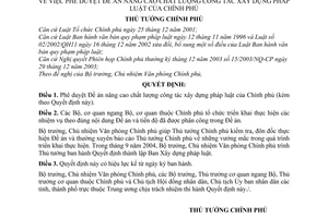 Quyết định 933/QĐ-TTg  phê duyệt Đề án nâng cao chất lượng công tác xây dựng pháp luật Chính phủ