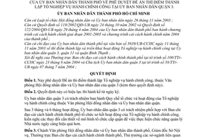 Quyết định 207/2004/QĐ-UB Đề án thí điểm thành lập Tổ nghiệp vụ hành chính công  ủy ban nhân dân quận 3