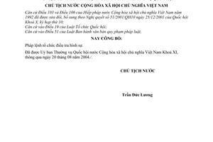 Lệnh công bố Pháp lệnh tổ chức điều tra hình sự 20/2004/L-CTN