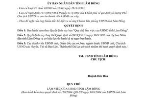 Quyết định 160/2004/QĐ-UB ban hành quy chế làm việc Ủy ban nhân dân Lâm Đồng