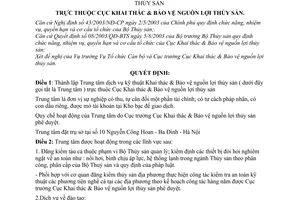 Quyết định 20/2004/QĐ-BTS thành lập Trung tâm dịch vụ kỹ thuật Khai thác & Bảo vệ nguồn lợi thủy sản