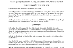 Quyết định 2098/2004/QĐ-UB số lượng cán bộ, công chức xã, phường, thị trấn tỉnh Ninh Bình