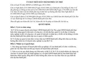 Quyết định 288/2004/QĐ-UB chức năng nhiệm vụ quyền hạn cơ cấu tổ chức Sở Y tế Cần Thơ