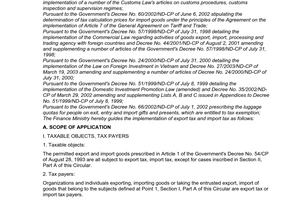 Circular No. 87/2004/TT-BTC of August 31, 2004 guiding the implementation of export tax, import tax