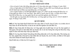 Quyết định 3317/2004/QĐ-UBND tuyển chọn tổ chức cá nhân chủ trì đề tài khoa học