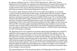 Official Dispatch No. 2420 TCT/DTNN, on deduction of tax for insurance agents