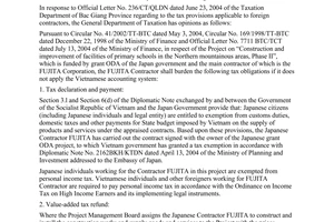 Official Dispatch No. 2569 TCT/DTNN, on guidelines for tax provisions applicable