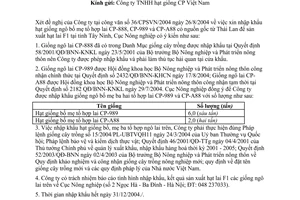 Công văn  1103/CV-NN-TT  nhập khẩu giống ngô