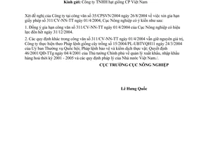 Công văn  1107/CV-NN-TT  gia hạn giấy phép