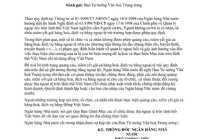 Công văn 985/NHNN-QLNH  xoá bỏ quảng cáo, niêm yết giá cả hàng hoá dịch vụ bằng ngoại tệ trái quy định