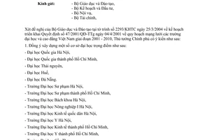 Công văn 1269/CP-KG  tiếp tục hoàn thiện mạng lưới các trường Đại học, cao đẳng