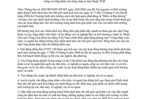 Công văn  1598/TLĐ  phối hợp hoạt động nhân chiến dịch làm cho thế giới sạch hơn