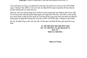 Công văn  4561 TM/KHĐT hướng dẫn việc đưa thiết bị ra nước ngoài hoặc đưa vào trong nước