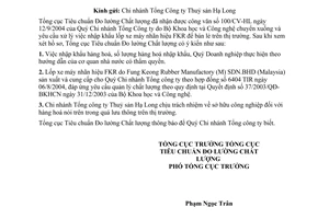 Công văn  1120/TĐC-ĐGPH  nhập khẩu lốp xe máy