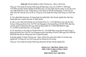 Công văn  1121/TĐC-ĐGPH  nhập khẩu phụ tùng xe máy  bán lẻ trên thị trường