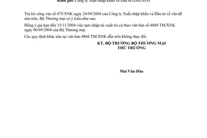 Công văn  5129 TM/XNK gia hạn thời hạn tạm nhập tái xuất tỏi củ