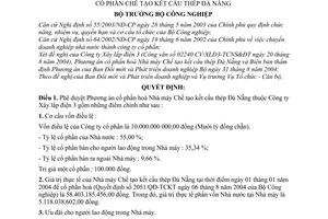 Quyết định 85/2004/QĐ-BCN chuyển Nhà máy Chế tạo kết cấu thép Đà Nẵng thành Công ty cổ phần