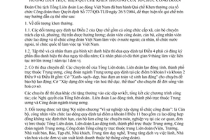 Thông tri 97/TTr-TLĐ  hướng dẫn thực hiện Qui chế Khen thưởng tổ chức Công đoàn