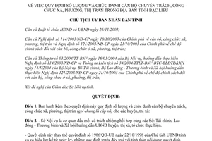 Quyết định 908/QĐ-CT năm 2004 quy định số lượng và chức danh cán bộ chuyên trách
