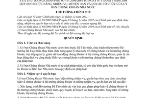 Quyết định 161/2004/QĐ-TTg chức năng, nhiệm vụ, quyền hạn cơ cấu tổ chức Uỷ ban Chứng khoán Nhà nước