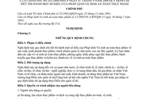 Nghị định 163/2004/NĐ-CP hướng dẫn Pháp lệnh Vệ sinh an toàn thực phẩm