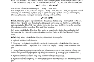 Quyết định 163/2004/QĐ-TTg thành lập, quản lý sử dụng Quỹ hỗ trợ xuất khẩu lao động