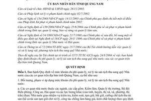 Quyết định 70/2004/QĐ-UBND khoán chi phí xử lý tài sản tịch thu Quảng Nam
