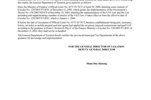 Official Dispatch No. 3150 TCT/PCCS, On effect of Official Letter No. 4575 TC/TC