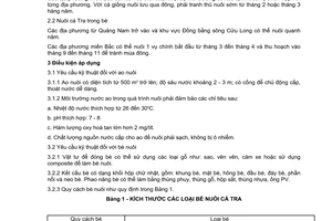 Tiêu chuẩn ngành 28 TCN 213:2004 về quy trình kỹ thuật nuôi thâm canh cá tra do Bộ Thuỷ sản ban hành