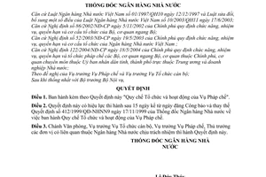 Quyết định 1127/2004/QĐ-NHNN Quy chế Tổ chức hoạt động Vụ Pháp chế