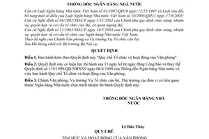 Quyết định 1134/2004/QĐ-NHNN Quy chế Tổ chức hoạt động Văn phòng