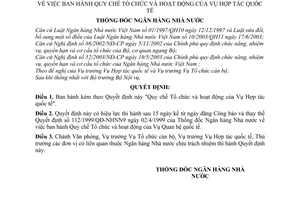 Quyết định 1129/2004/QĐ-NHNN Quy chế Tổ chức hoạt động  Vụ Hợp tác quốc tế